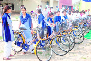 As many as 1.1 lakh bicycles painted in Akali colours were distributed among girl students in 2010-11. 