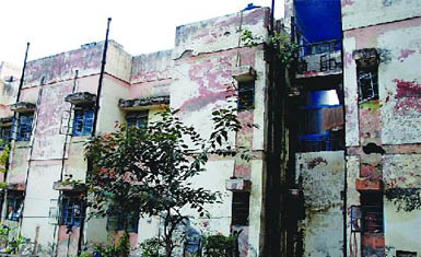 A view of a section of the apartments where employees of the Postal Department and their families have been housed, at the P&T Colony in Bathinda.