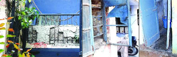 Door frames have started coming off the concrete walls; broken panes have defeated the purpose of the windows itself; one of the dwelling unit that may crumble any time but the authorities concerned do not seem concerned.