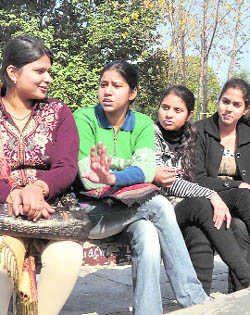A group of students from the Arya College for Women in Ludhiana. 