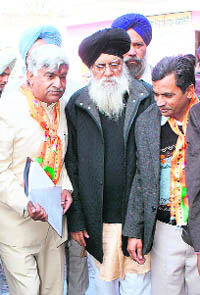 BJP candidate Raj Khurana on his way to file nomination papers in Rajpura on Monday. 