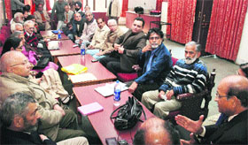 Poets and writers attend a five-day translation workshop in Jammu on Wednesday. 