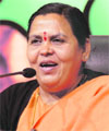 Uma Bharti addresses mediapersons in New Delhi on Wednesday. 