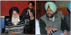 SAD candidate Sikandar Singh Maluka (R) Cong candidate Gurpreet Kangar from Rampura holding press conferences in Bathinda on Thursday.