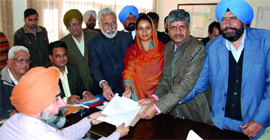 Sarup Chand Singla, the SAD Candidate from Bathinda (Urban) Assembly constituency, files his nomination papers in Bathinda on Thursday.