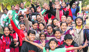 Players from various states in Chandigarh during the 57th National School Games. 