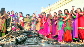 Celebrate Lohri on the campus in Ludhiana on Thursday.