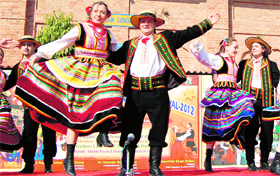 A Polish dance troupe performs at the 5th Amritsar International Folk Festival at Khalsa College in Amritsar on Friday.