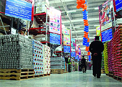 An inside view of the Best Price, a modern wholesale store, opened in Bhucho Kalan on the Bathinda-Barnala road on Friday