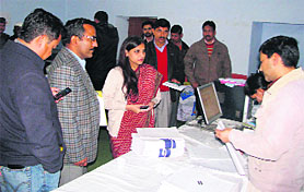 District Election Officer, Nainital, Nidhi Mani Tripathi supervises the election arrangements in Nainital on Friday