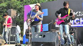 A Rock band performs at Channel V Nokia Festival