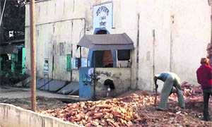 The 151-year-old building of Sahnewal police station being demolished in Ludhiana on Saturday. 