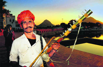 A folk musician at Pushkar