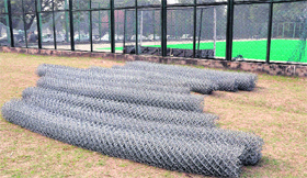 New fencing nets for the six-a-side astroturf at Hockey Stadium in Sector 42 of Chandigarh.