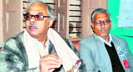 Rajya Sabha member from Bengal Tapan Sen (left) in Haridwar on Sunday.