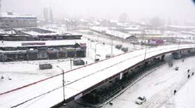 Srinagar under a blanket of snow on Sunday