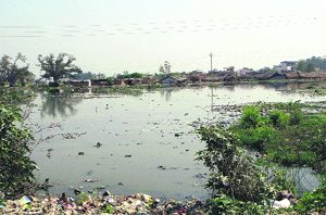 The land for an advanced training institute being used for sewage water disposal at Doraha. 