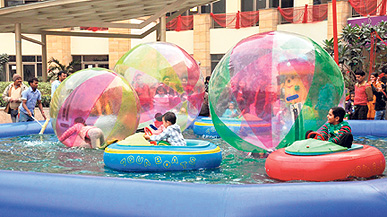 Children enjoy at a park at a mall in Gurgaon.