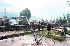 Telephone and electricity poles damaged due to bad weather in Kullu