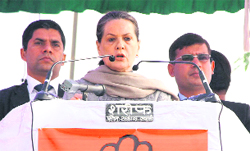 She addresses an election rally.