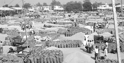 A view of a regulated market at Fazilka 