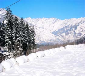 A view of the upper Manali area after a fresh spell of snow