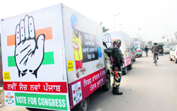 The impounded vehicles at the Balongi Barrier in Kharar on Tuesday. 