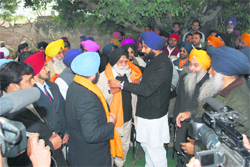 SAD leader Bikram Singh Majithia greets Capt Bikramjit Singh Pahuwind, former OSD to ex-Chief Minister Capt Amarinder Singh.