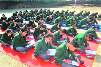 Students participate in a competition during the Oil and Gas Conservation Fortnight at Doon Valley School 