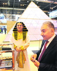 The Egyptian stand during the inauguration of the 32th edition of the International Tourism Trade Fair (FITUR) in Madrid on Wednesday. Delegations from all over the world will attend the fair to promote each countrys tourism industry from January 18 to 22