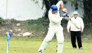 A batsman in action in a match in the 4th Uttarakhand Shaheed Girish Bhadri Cricket Tournament in Dehradun on Wednesday. 