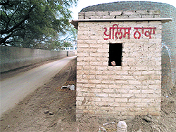 An unguarded police picket at Badal village in Lambi