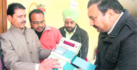 Micro-observers being given training in election-related work at Red Cross Bhawan in Jalandhar on Thursday.