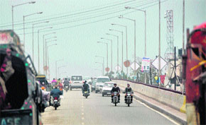 The railway overbridge on the Tehsil road in Jagraon.