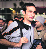 An Indian survivor of Costa Concordia, on his arrival in New Delhi on Thursday. 