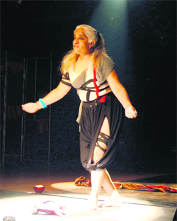 Maya Krishna Rao performs Ravnama at the International theatre festival in Amritsar on Friday.