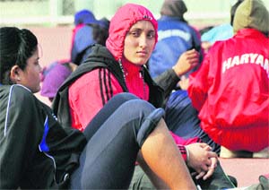 Navjeet Kaur Dhillon at the Guru Nanak Stadium in Ludhiana on Friday.