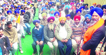 Prem Singh Chandumajra canvassing at Mulepur village in Fatehgarh Sahib on Friday.
