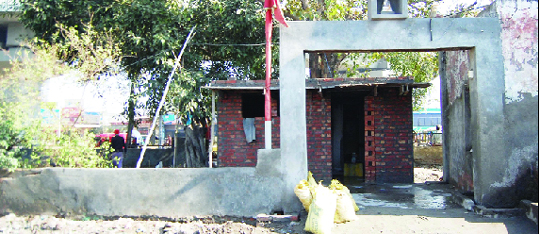 Construction work at a religious structure in Sherawala Gate area in Amritsar.