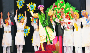 Students present a dance during Prakriti Utsav-2012 at MCM DAV College in Chandigarh on Saturday.