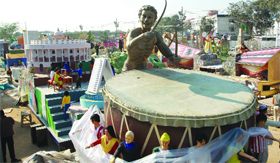 The tableau of the Election Commission of India during a press preview ahead of the Republic Day parade in New Delhi on Saturday.