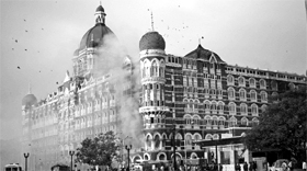 Iconic Taj Mahal hotel in Mumbai a day after the 26/11 terror attack in 2008