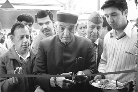Education Minister ID Dhiman inaugurates a cattle dispensary at Sahlvien in Hamirpur district on Saturday.