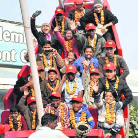 Children, who will be honoured with the National Bravery Awards 2011, having fun at a park in Gurgaon