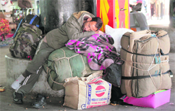 A Kashmiri passenger stranded at the Jammu bus stand.