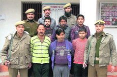 Gambling accused in police custody at Reasi on Sunday. 