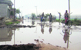 Overflowing sewage exposes the tall claims of political leaders regarding the development of Ahmedgarh.