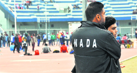 NADA officials at the Guru Nanak Dev Stadium in Ludhiana.