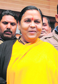 Uma Bharti in Chandigarh on Sunday.