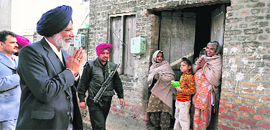 SAD candidate Surjit Singh Rakhra canvasses in Samana constituency.